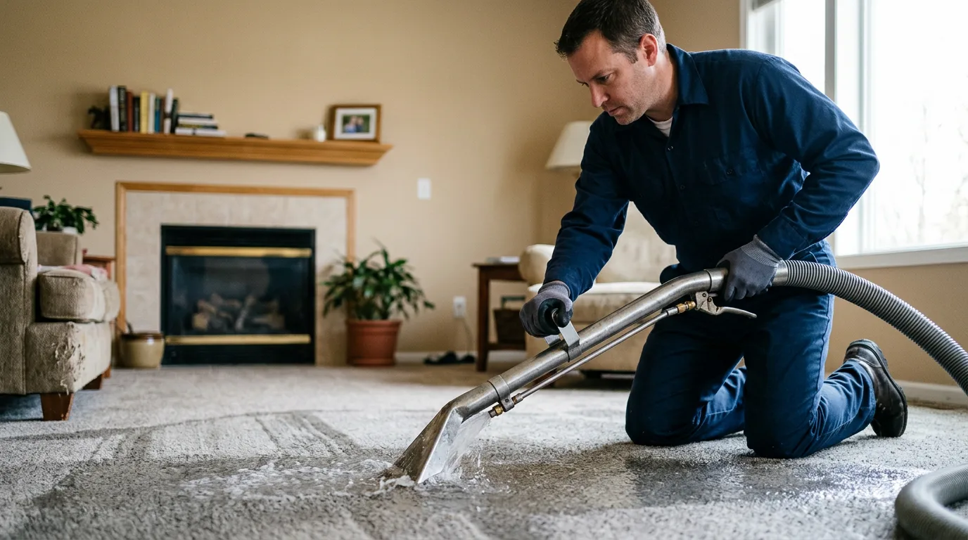Water damage restoration technician working near Greenfield, OK